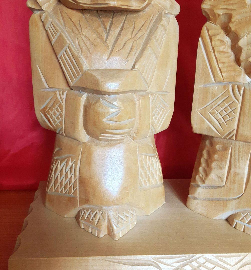 アイヌ　木彫り　夫婦人形