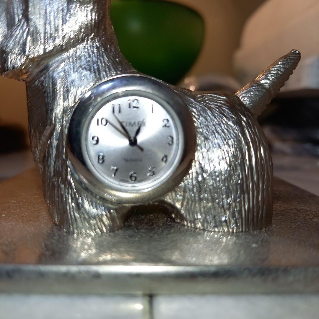 TIMEX　レア　置時計　スコティッシュテリア　ピューター　オブジェ　シルバー