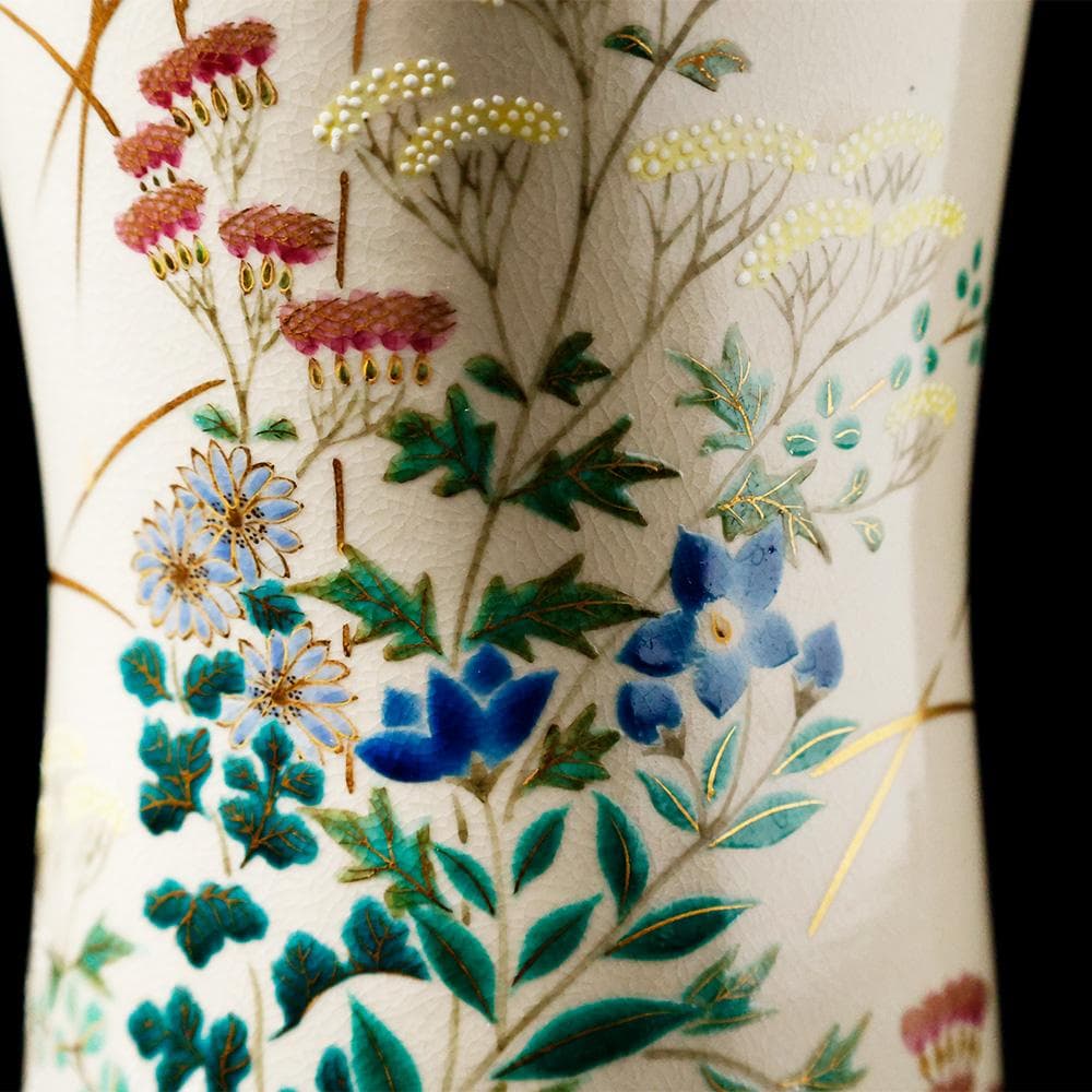 ★ はやとばあ ★T　能瀬三恵子 （萌春） 九谷焼 色絵金彩花草絵図