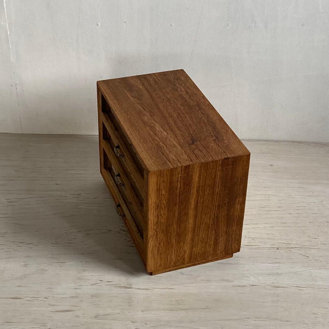 古い木製3杯 小引き出し 小物入れ 糸ケース 古家具 ディスプレイケース