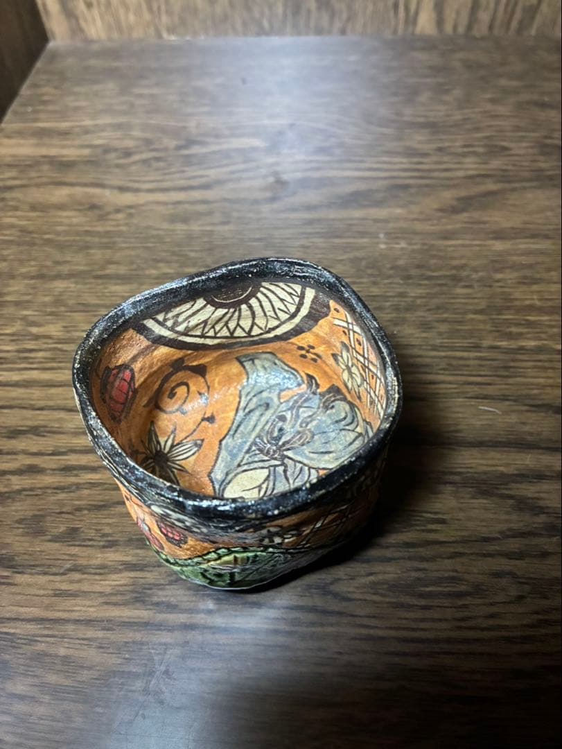 漫画織部 ぐい呑　花魁　深見文紀 共箱