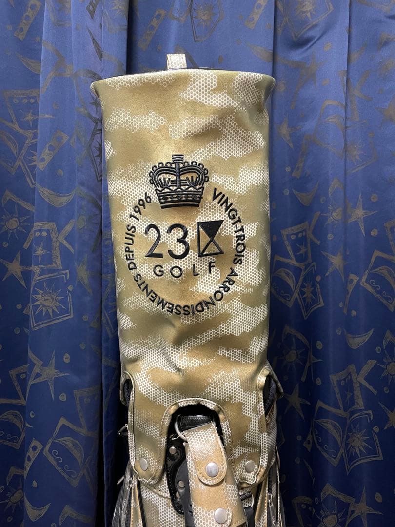 23区GOLF ゴールド迷彩柄 ゴルフバッグ※サブバッグあり