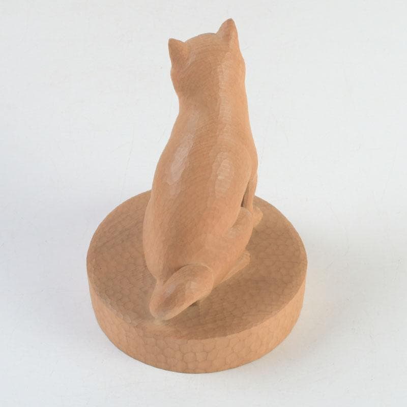 新木　氷馬 富山県工芸家　得地秀生作　木彫　犬　置物　共箱　V　9559