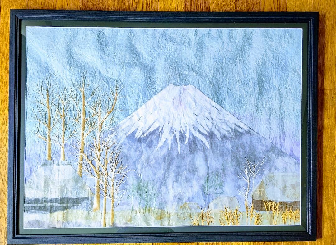 【お値下げしました】めでたや　ちぎり絵タペストリー（額入り）日本の四季４枚セット