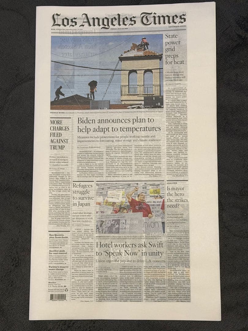2023年7月28日付　ロサンゼルスタイムズ 【エンゼルス 大谷翔平 特集号】