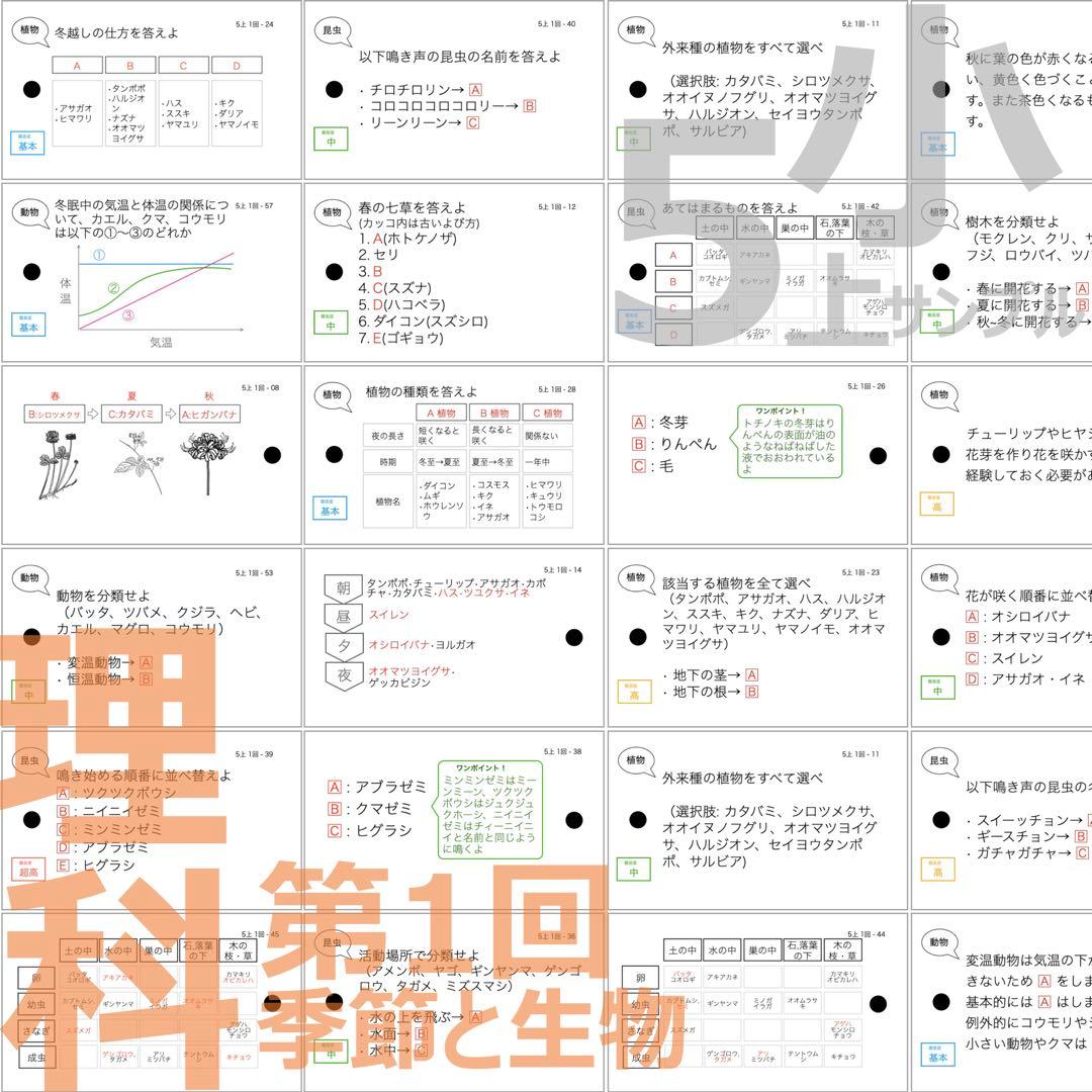 中学受験【5年上 理科 全セット 1-19回】組分けテスト対策 予習シリーズ