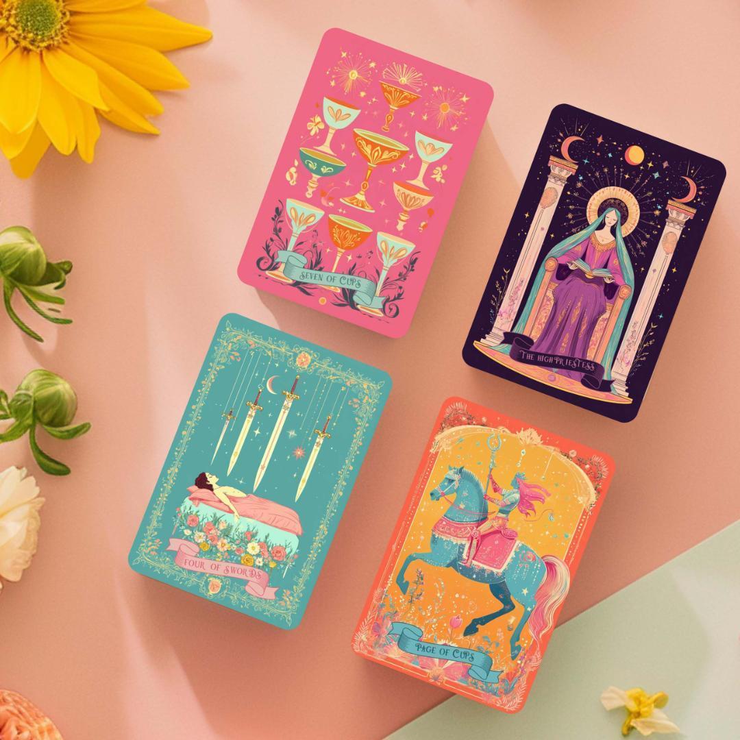 【正規品タロットカード】希少レア！鮮やかなパステルカラーの花×夢美麗アートデッキ
