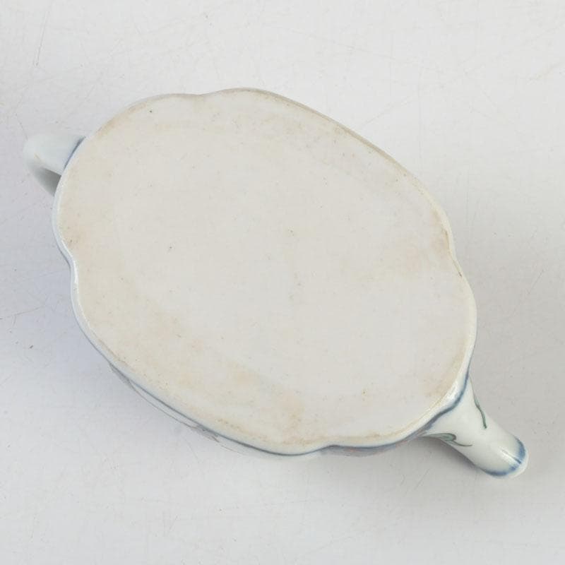 京焼　平安丹祐造　色絵　草花文　水滴　共箱　V　9686