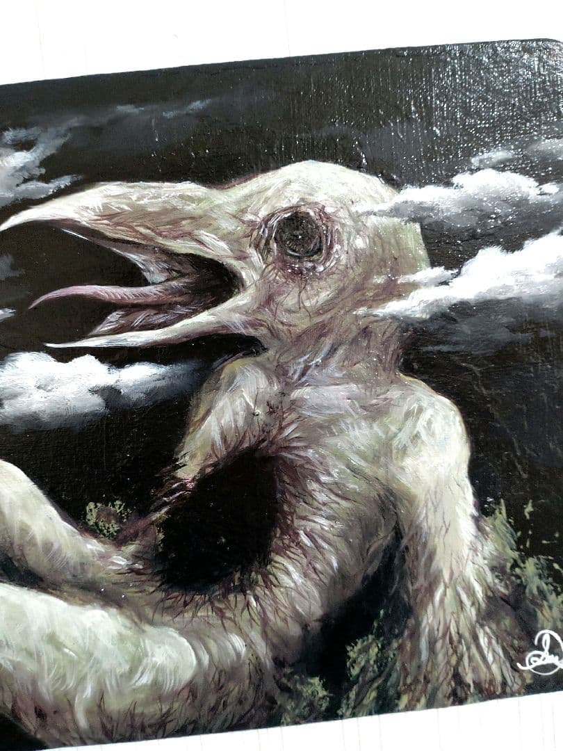 油絵【叫び】シュールレアリスム◆1点物の原画◆作者サイン入り◆F3号キャンバス