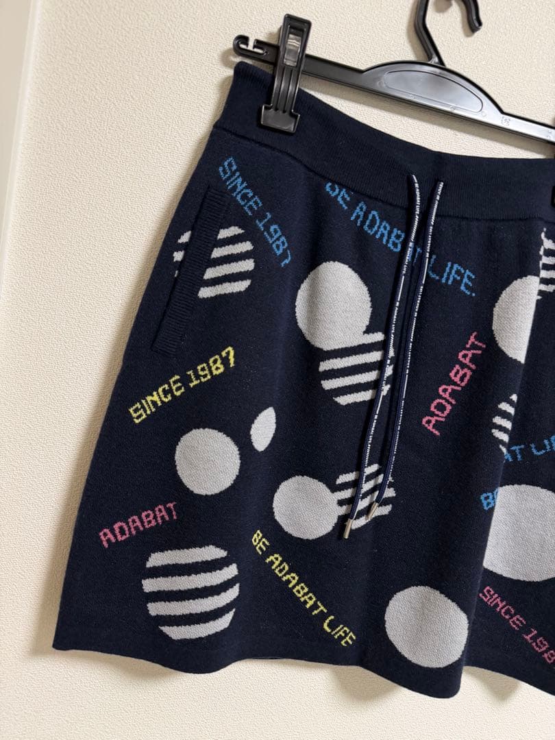 【新品タグ付】定価27,000円 アダバット ゴルフ ニットスカート ネイビー