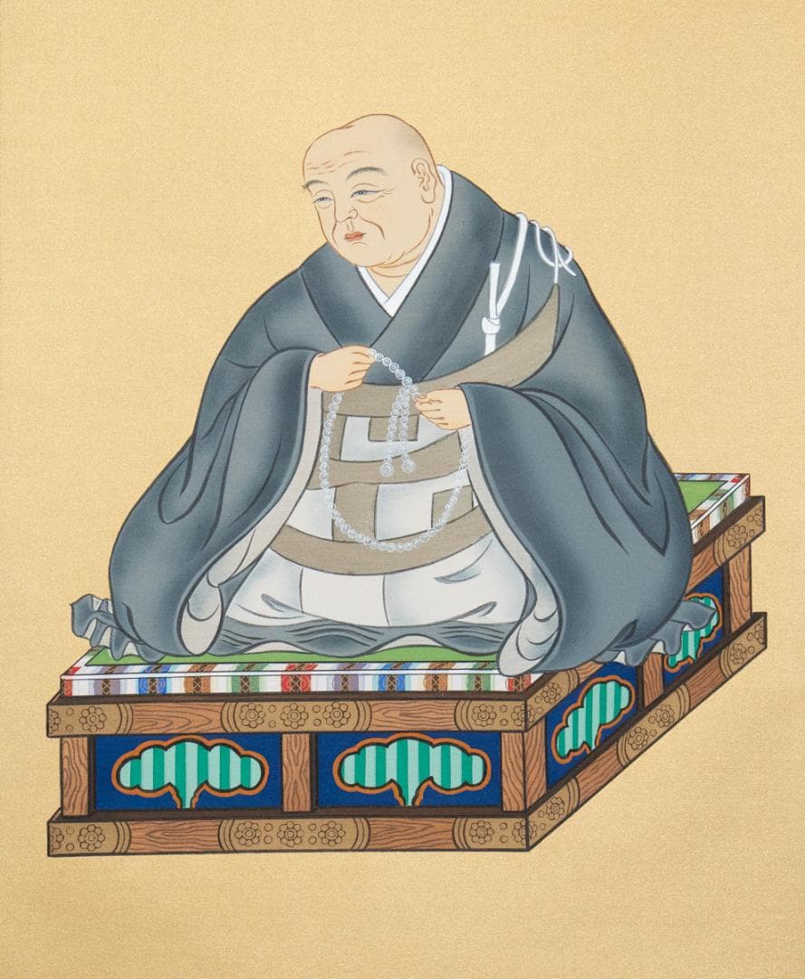 掛軸-658　国井幸雪　法然聖人像　共箱　浄土真宗