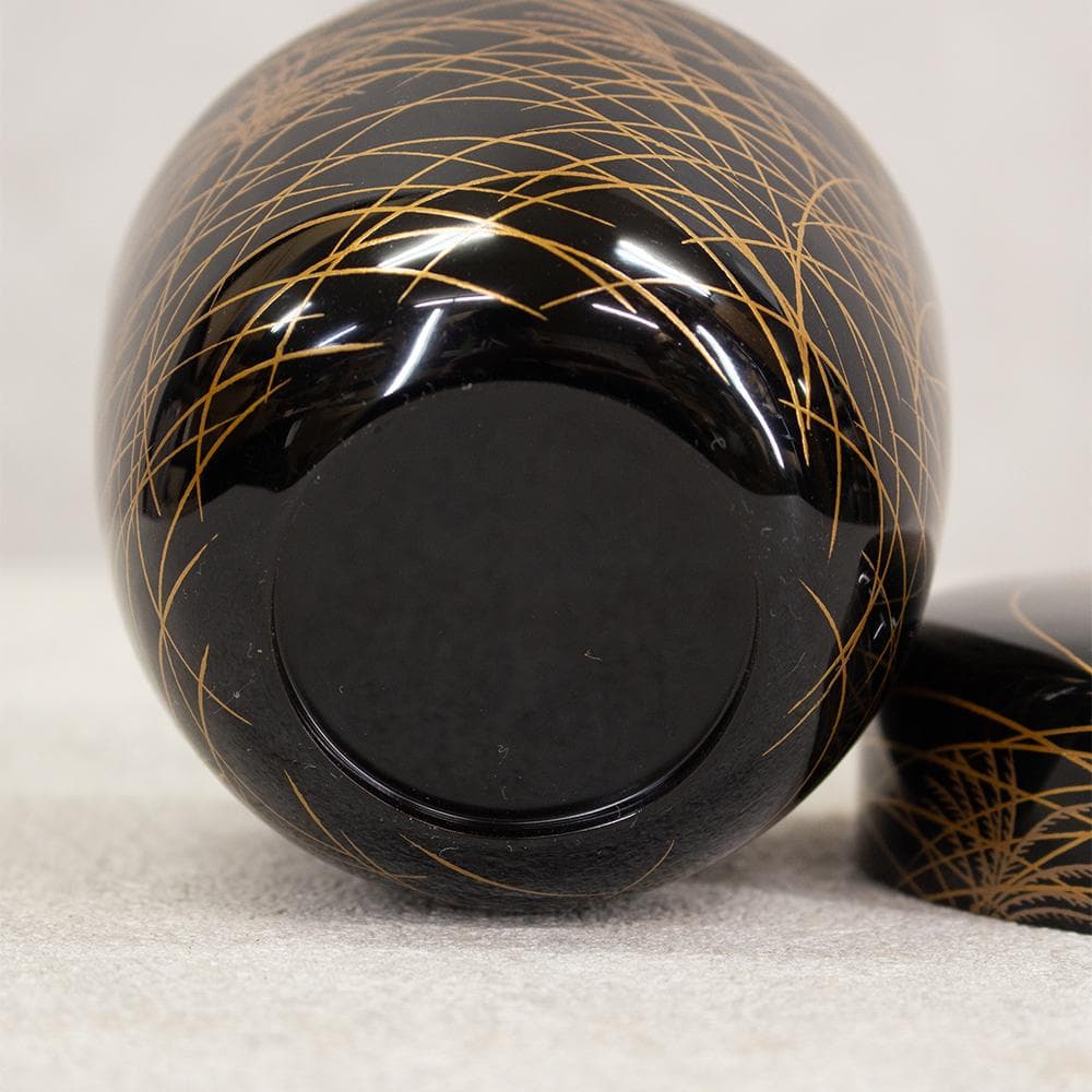 岡本漆専堂 棗 月にすすき 黒塗蒔絵銀彩 茶道具 共箱