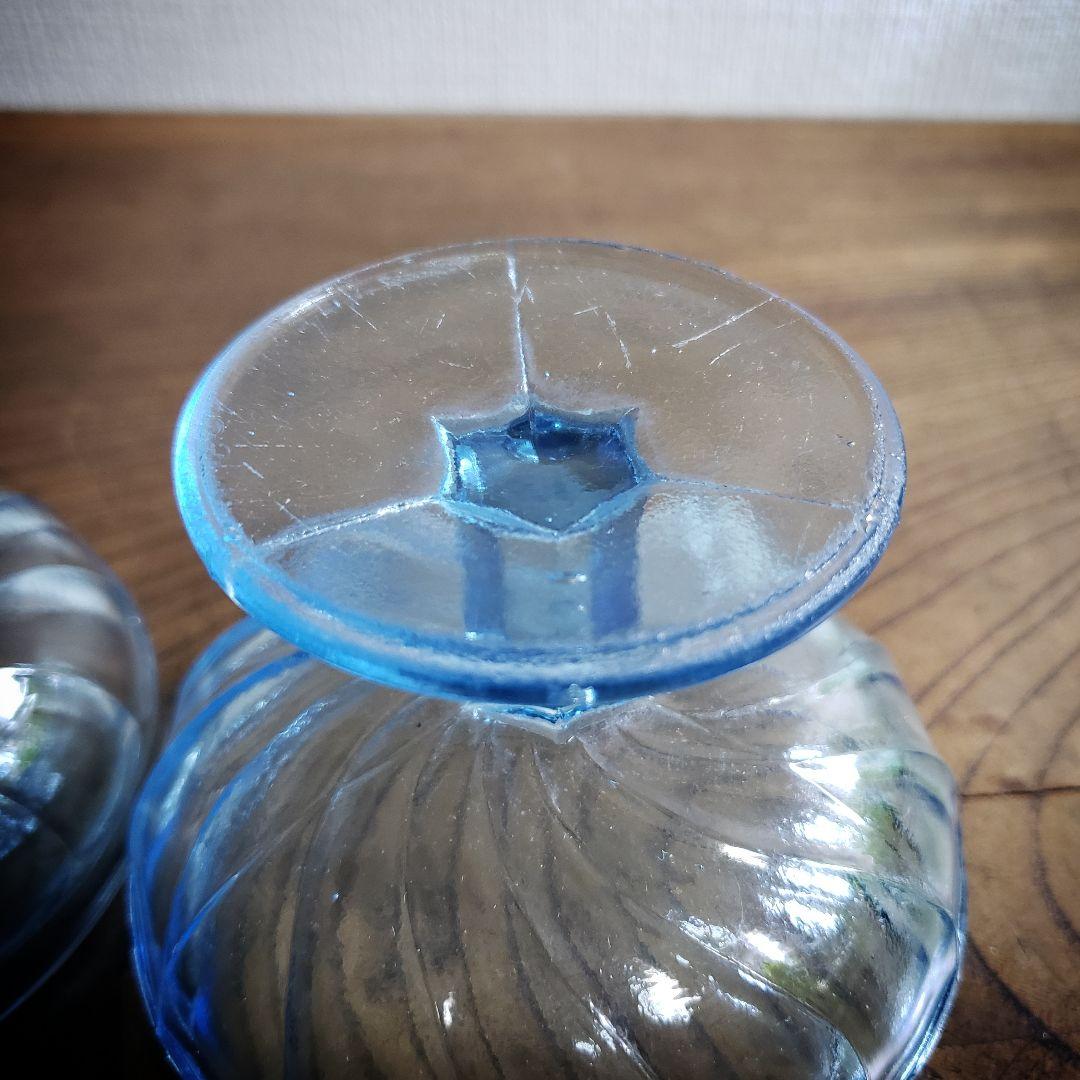氷コップ　ガラス　アイスクリーム　レトロ　プレスガラス　2客