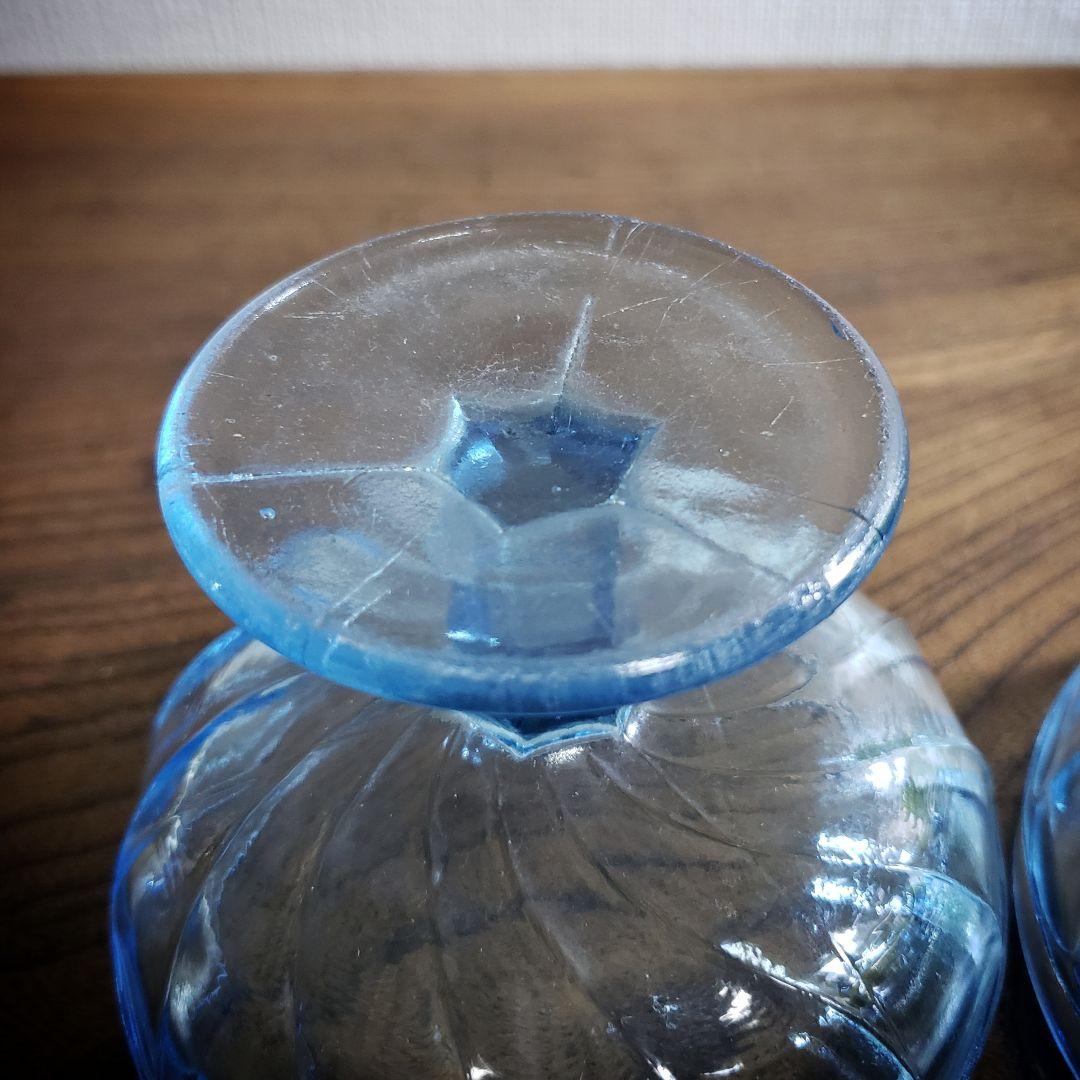 氷コップ　ガラス　アイスクリーム　レトロ　プレスガラス　2客