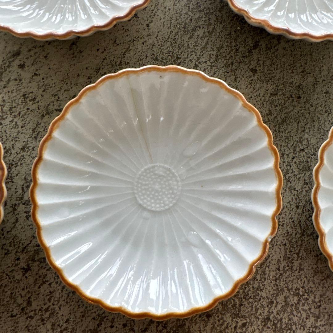 古伊万里　白磁　江戸後期　菊　豆皿
