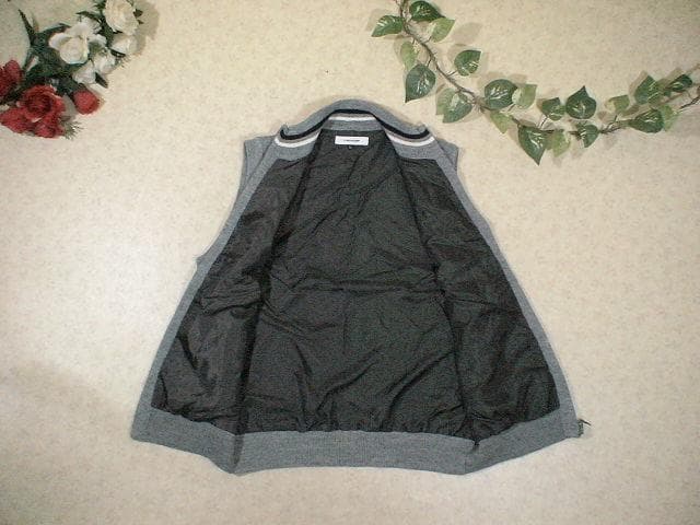 62683　ダンロップ　ジップアップニットベスト　グレー　LL