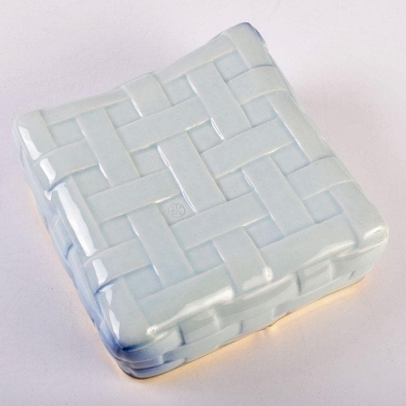 茶道具　京焼　平安　小川武雄作　梅椿文　食籠　共布共箱　V　R8955