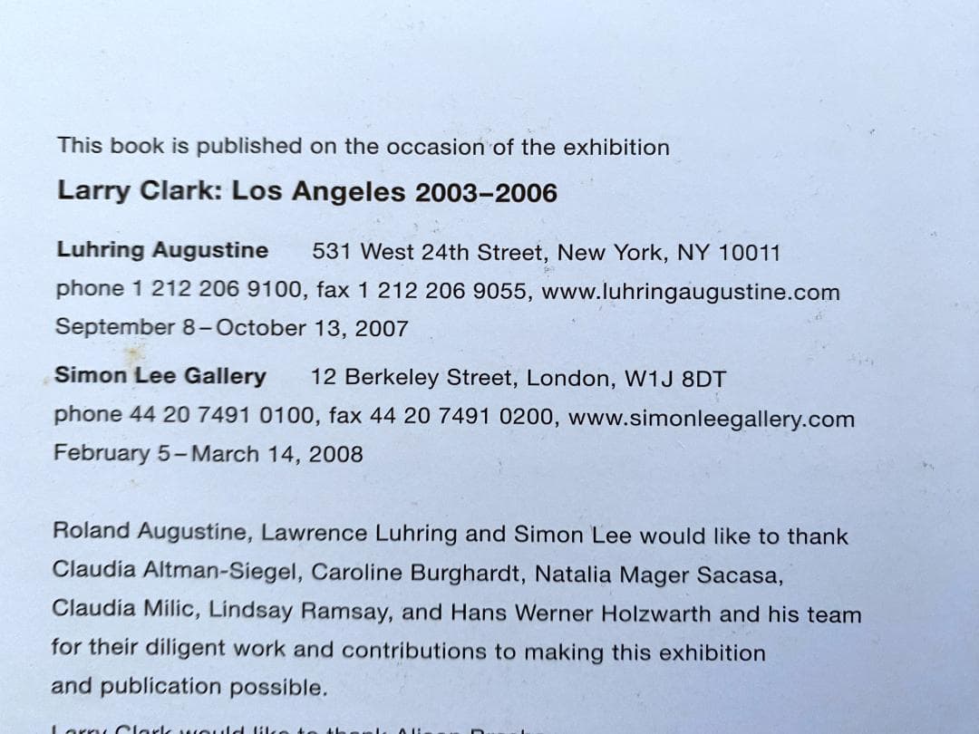 ラリー・クラーク 「LOS ANGELES 2003-2006 」ポスター付き