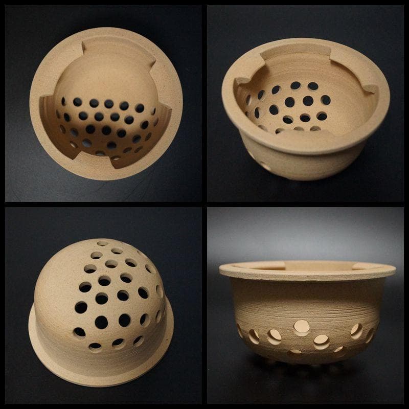 煎茶道具 山本太仙造『赤絵山水』涼炉 焜炉 茶炉 風炉 共箱★新品