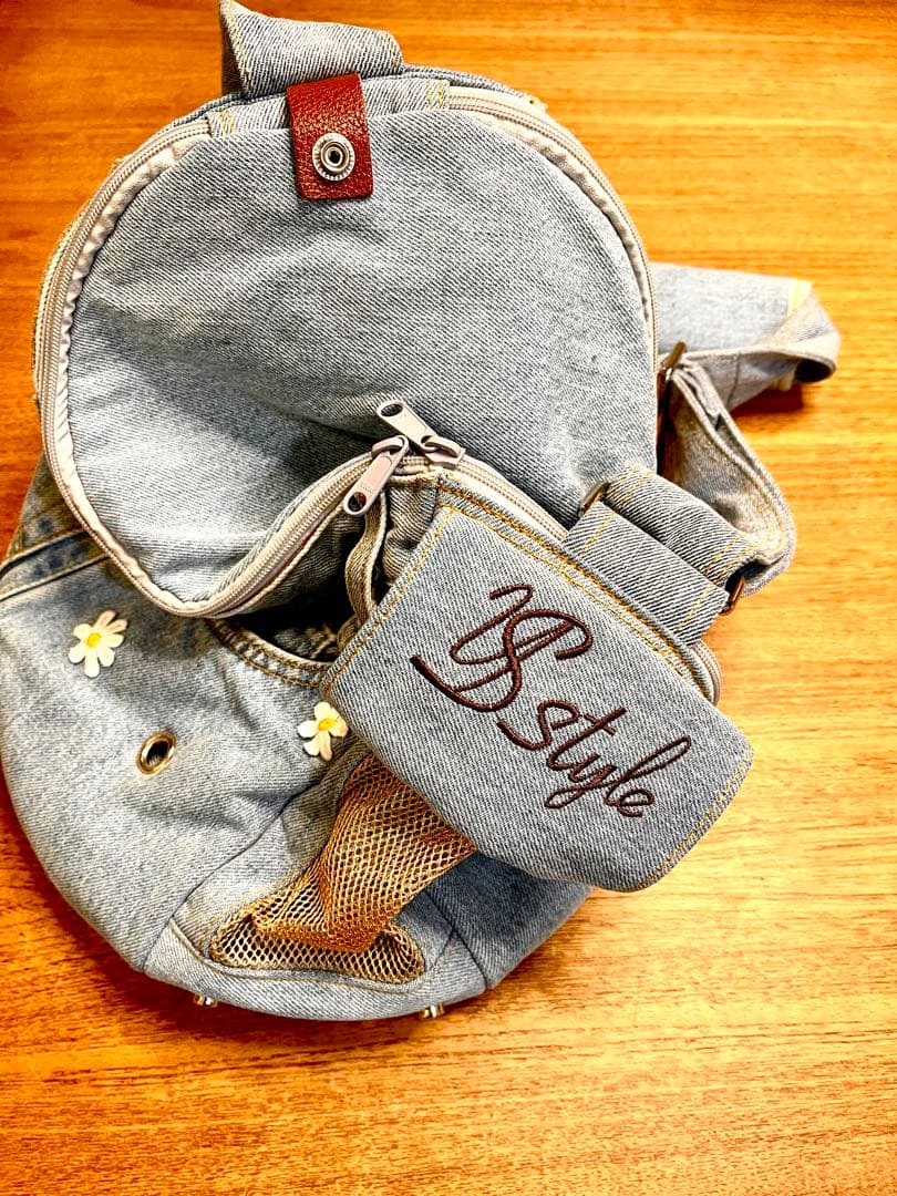 ルシアンエサヨ　デニムタンブール TMサイズ マーガレット小型犬用キャリーバック