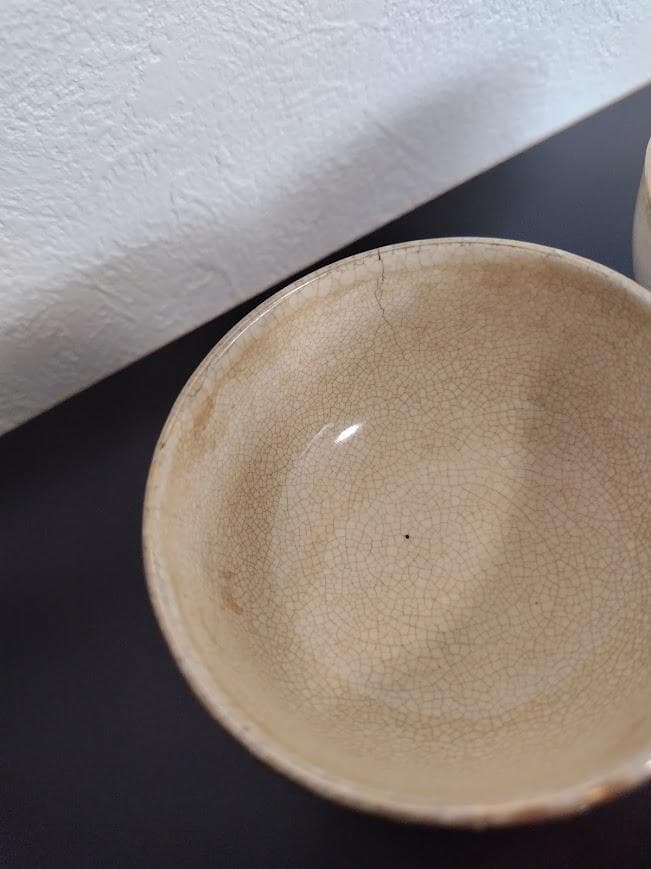 年代物　古清水　清水焼　湯呑　湯冷まし　急須茶器3点セット　陶器製　焼物