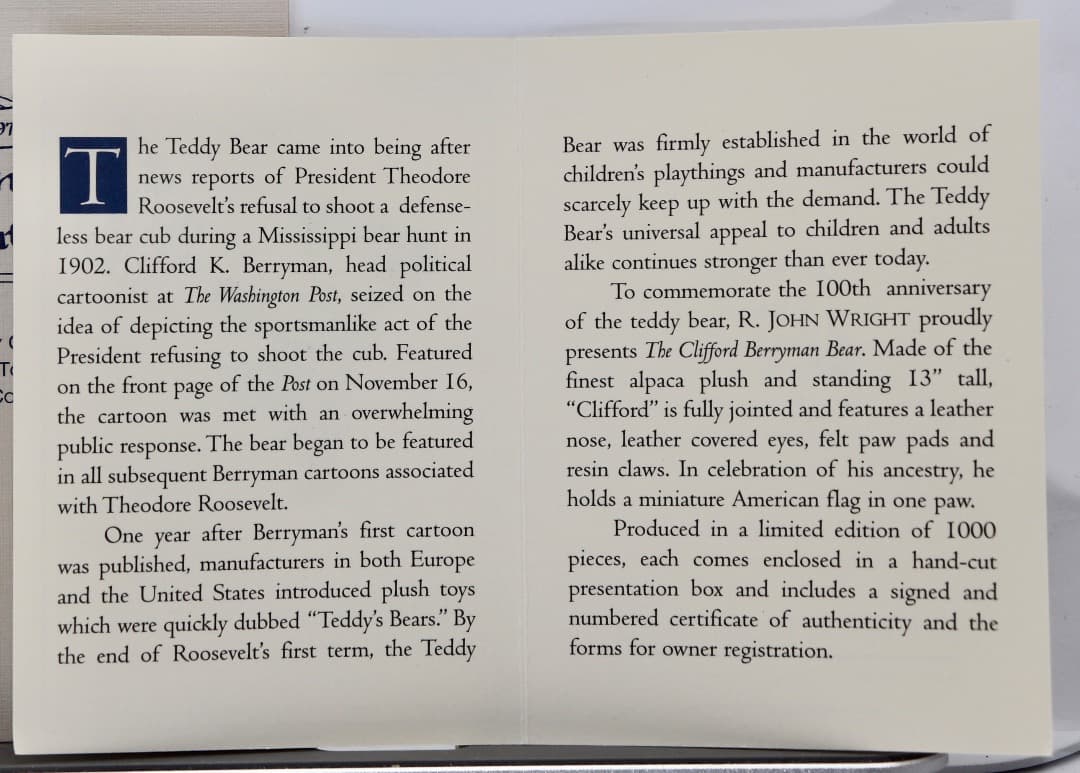 Clifford Berryman Bear 新品 R. John Wright