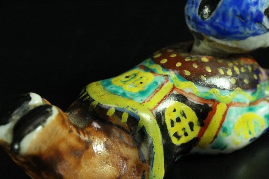 古平戸 唐子 舌出し 首振り 人形 希少 時代物(K-YC456)