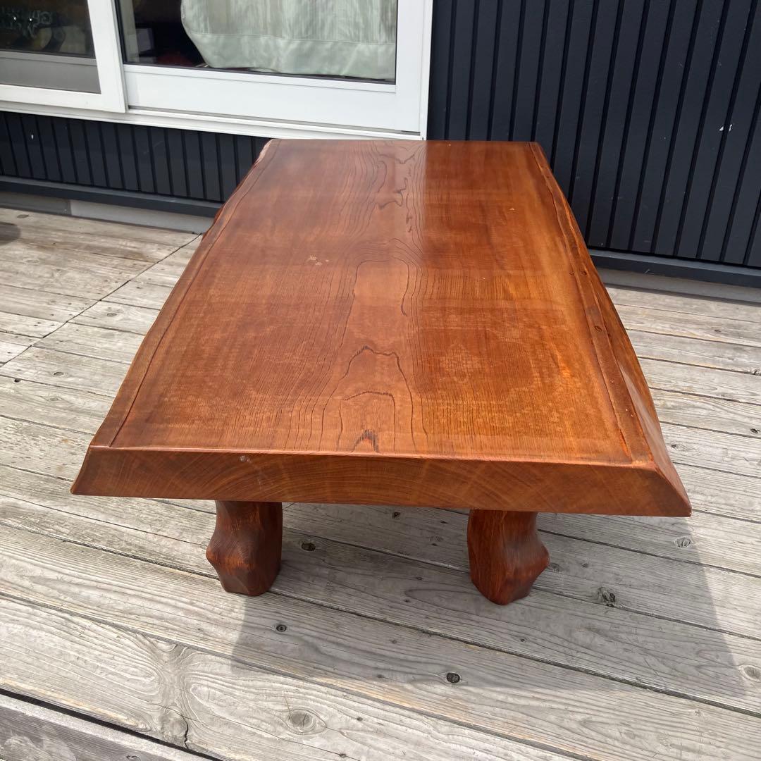 昭和レトロ 木製 天然木 一枚板 脚付き座卓 ちゃぶ台 センターテーブル 古家具