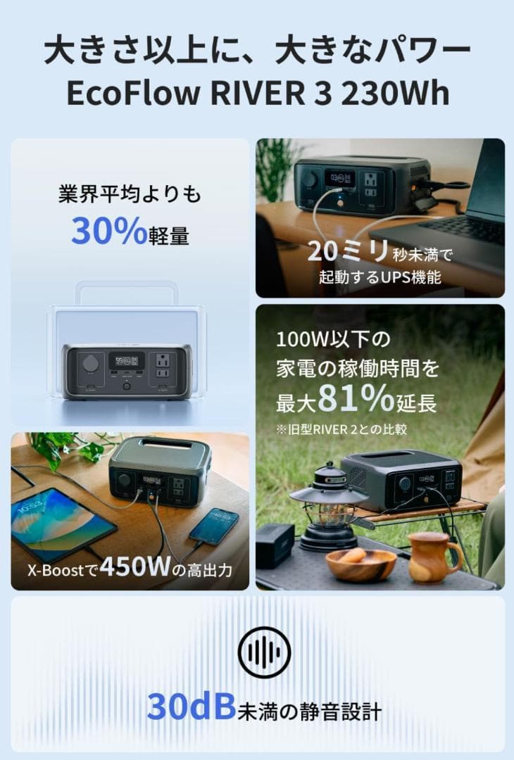 EcoFlow  3 + 60W ソーラーパネル セット