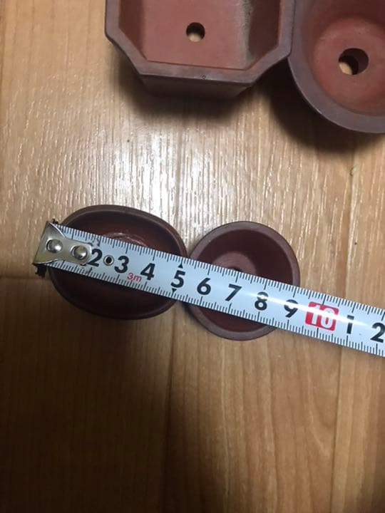 盆栽鉢紫砂朱泥4個中国宜興雷紋正方角切り鉢、文山絵付豆鉢2個落款無雲足陣笠鉢