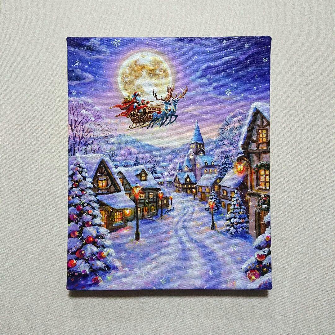 め*か様 【雪の降る日】アクリル画 F3 風景画 絵画