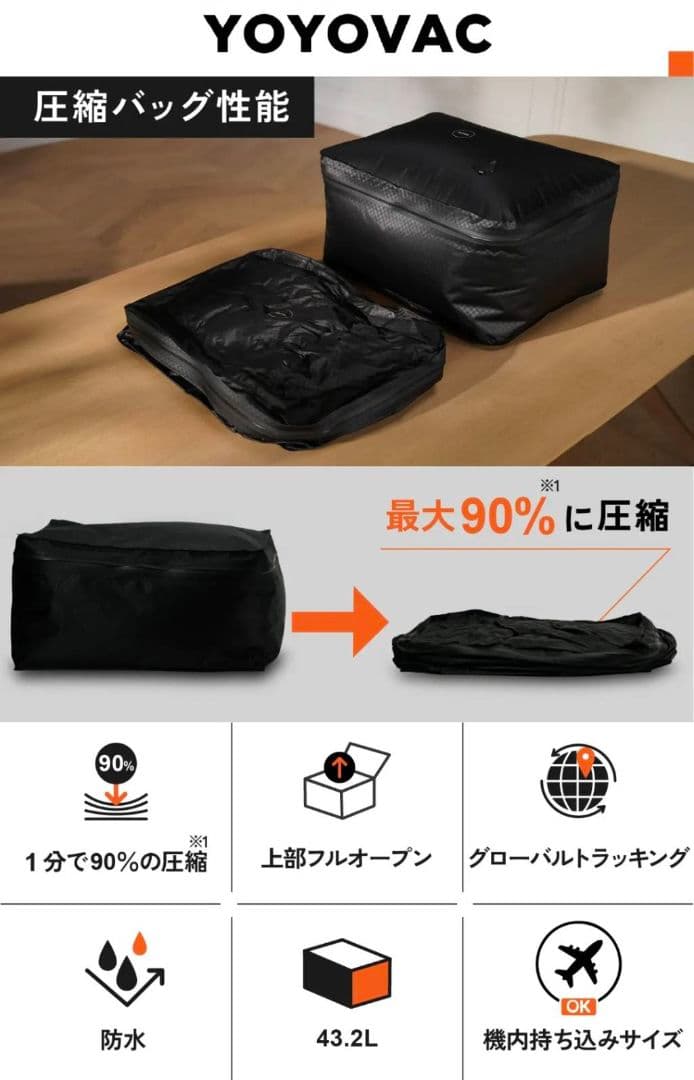 【新品・未使用】YOYOVAC 圧縮トラベルバッグ