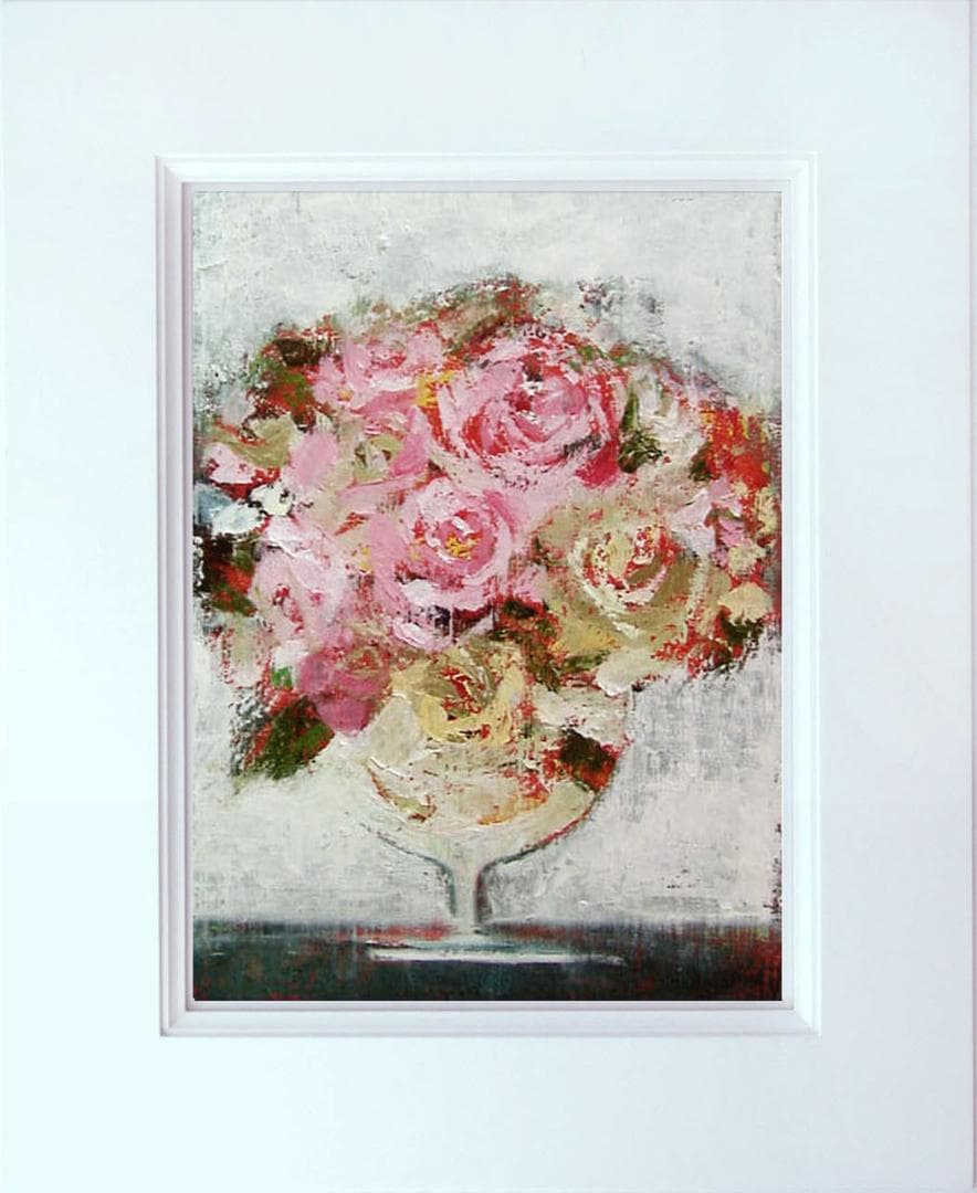 油絵 菅家令子 絵 絵画 インテリア 額付(黒) uF6-113102 花 ばら