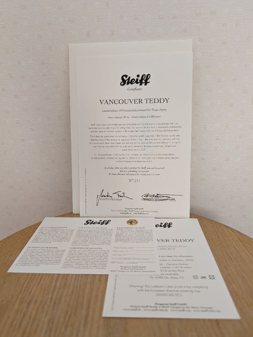 Steiff シュタイフ ベア バンクーバー 2010年 677106　231