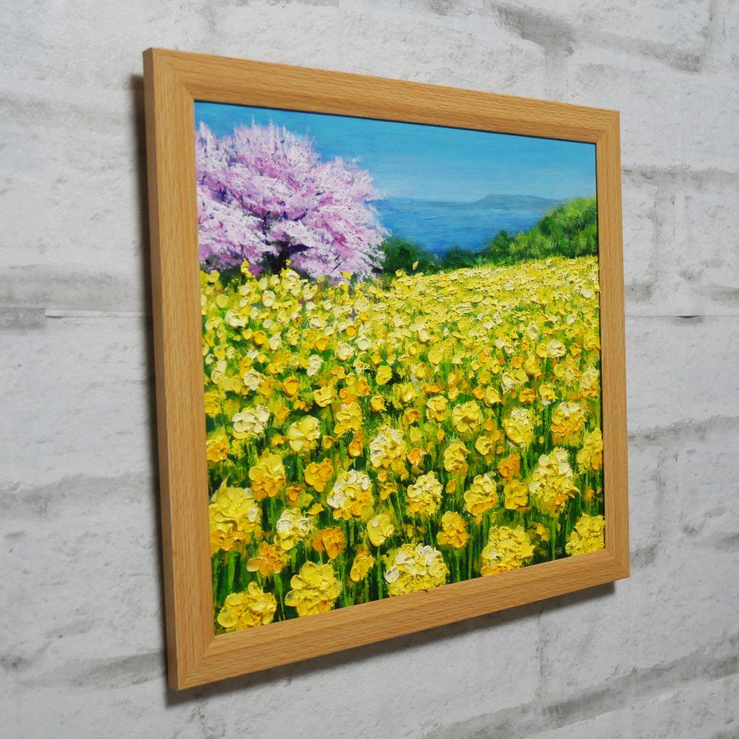 油絵 油彩 油彩画 絵 絵画【桜と菜の花咲く】