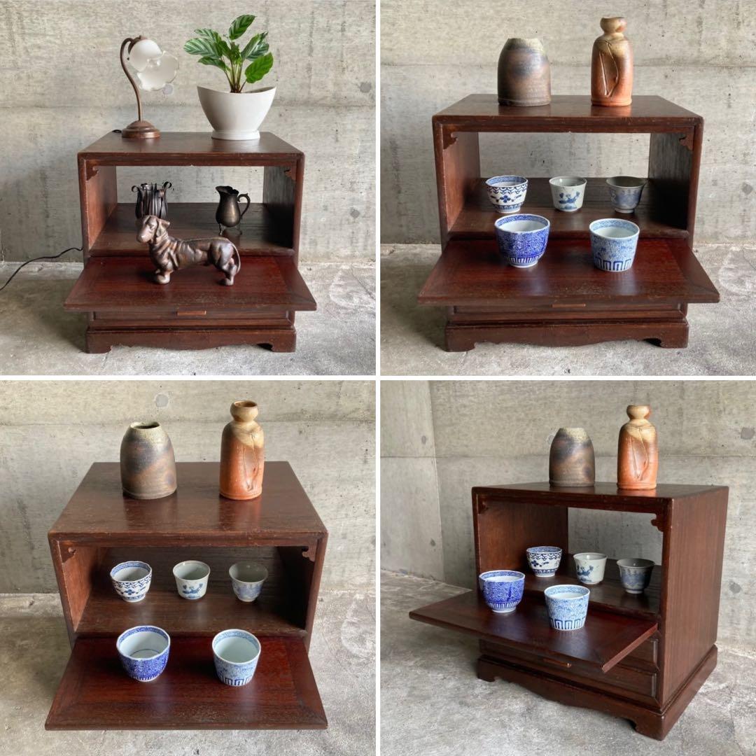 古い飾り棚 置物台 引き出し 収納 ラック チェスト キャビネット 木製 レトロ
