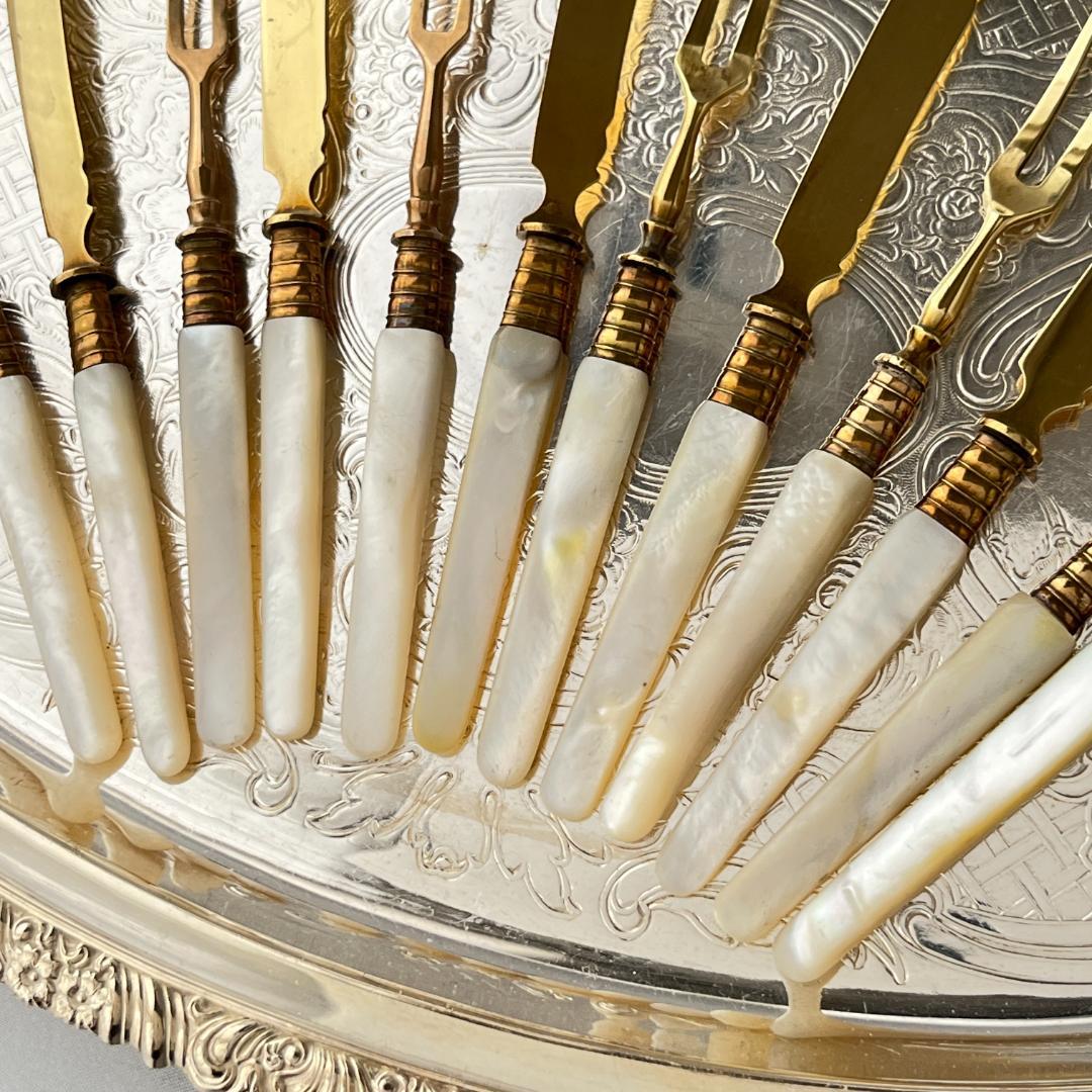 【仏蘭西】【白蝶貝】パストリーセット フォーク / ナイフ 12本