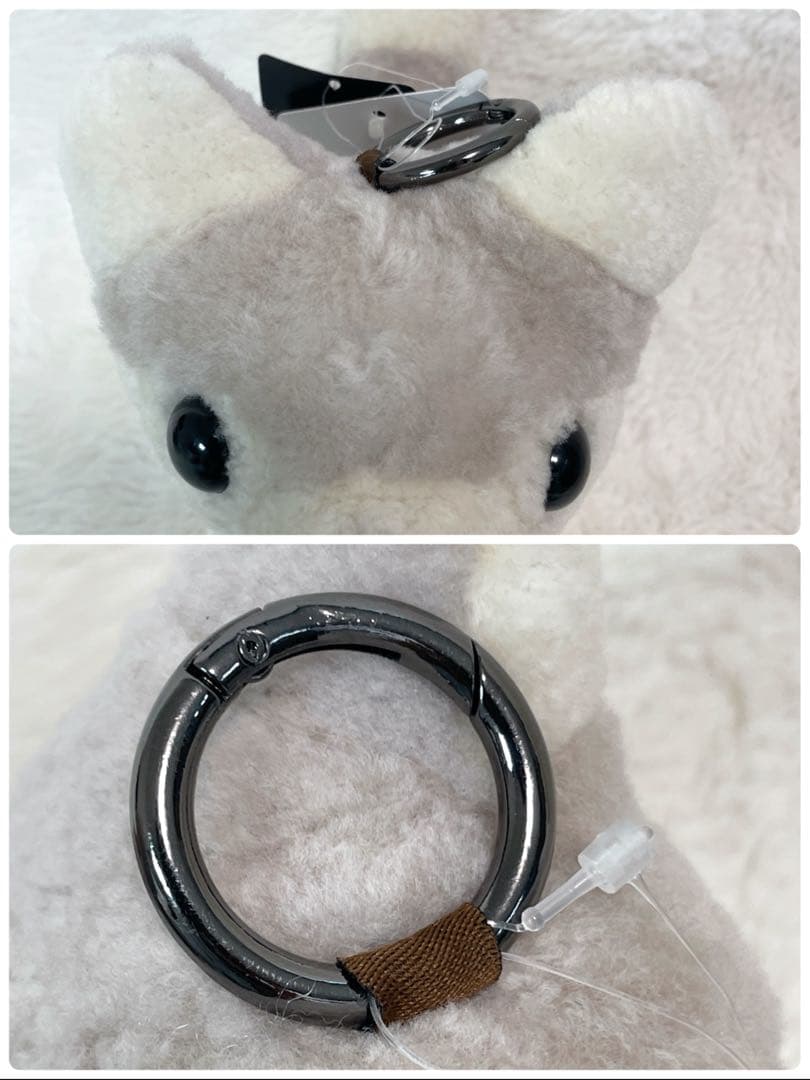 【新品タグ付】高級ムートン ドッグチャーム ぬいぐるみ2体セット リアルファー