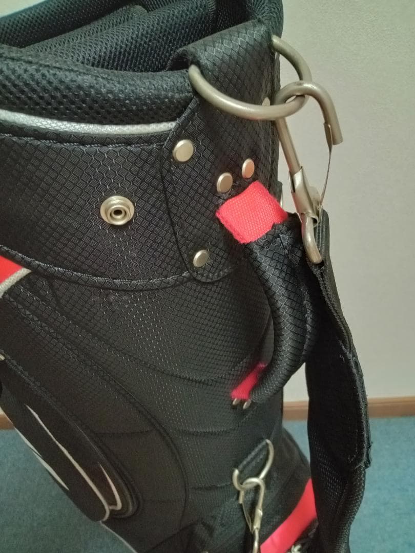 ★美品★adidas★アディダス★軽量ナイロン★キャディバッグ★9型★黒/赤★