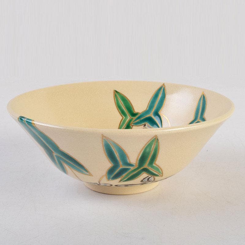 茶道具　京焼　宮川一三造　色絵　おもだか（沢瀉）茶碗　共箱　C　9269