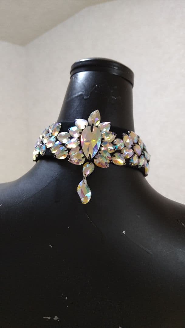 黒☆ハンドメイドのチョーカー＆バックチャーム