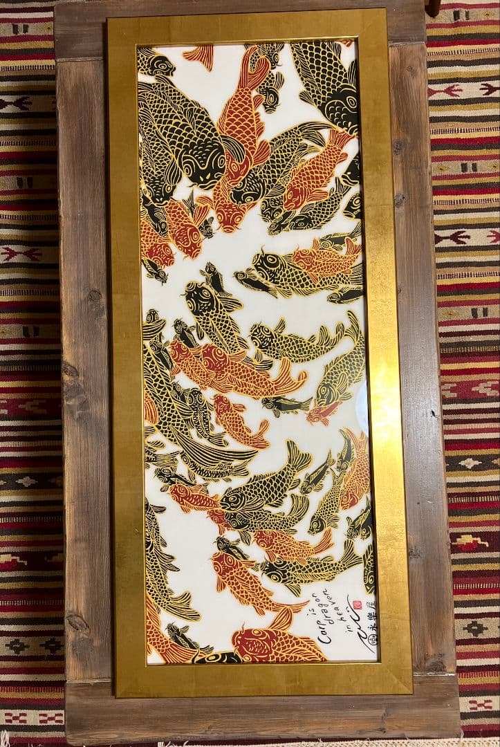 【日本製】黄金の手ぬぐい額縁（ゴールド）UVカットアクリル板仕様【岐阜の木工屋】