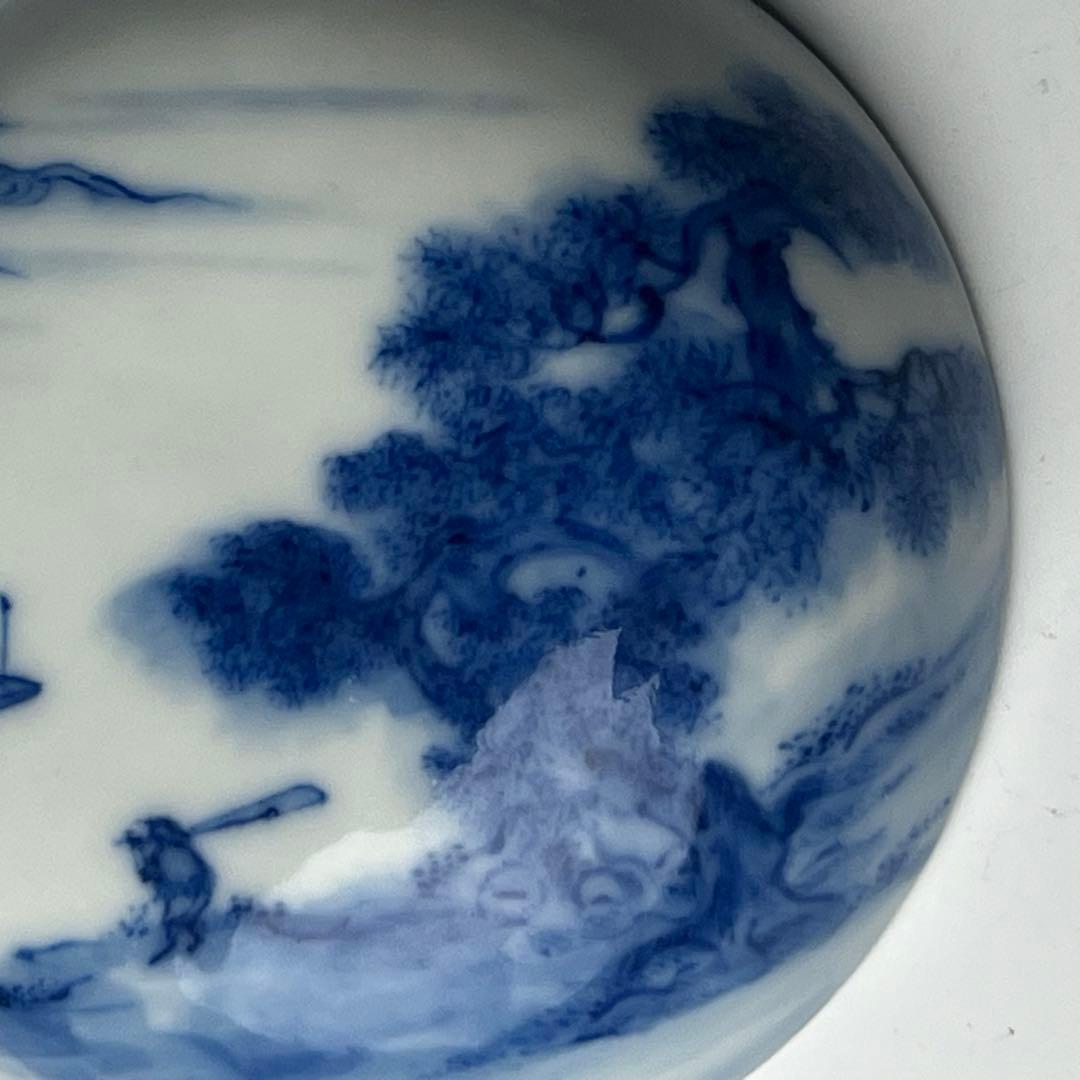 優美 青花山水人物紋印号 大清雍正年製 款 文房四宝 中国美術 古玩