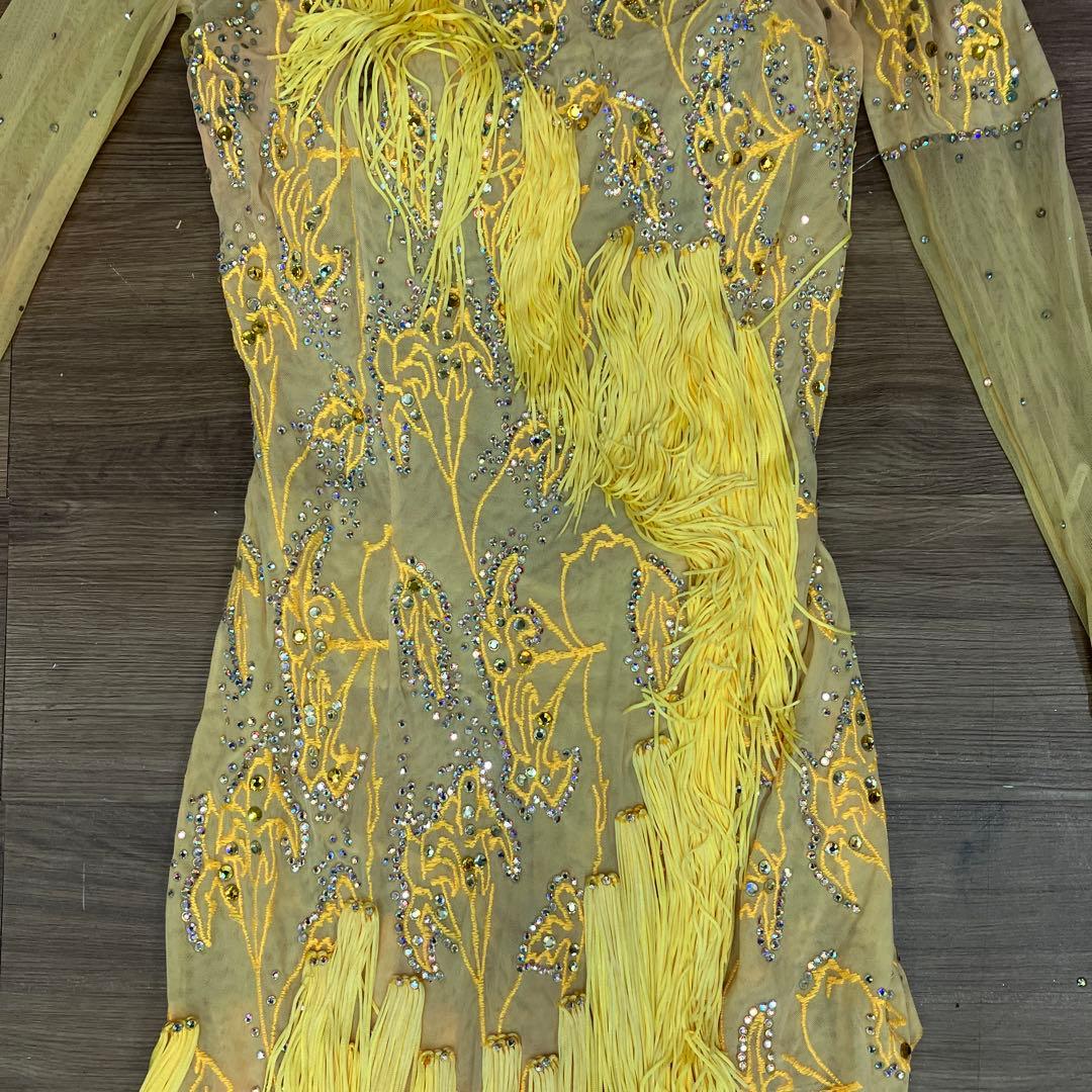 2.3 Choice London 社交ダンス ラテンドレス 黄色 フリンジ