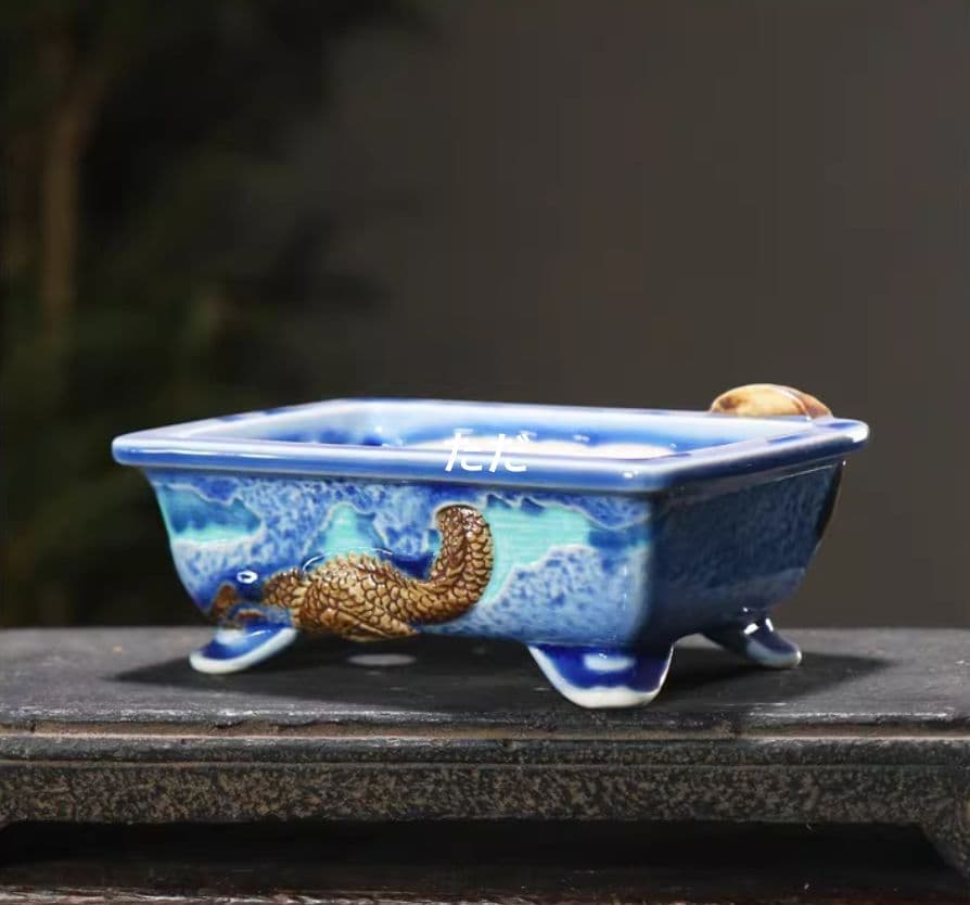 色絵龍盆 青磁鉢 山野草鉢 多肉植物 植木鉢 小品大品盆栽鉢 置物 色を選びます