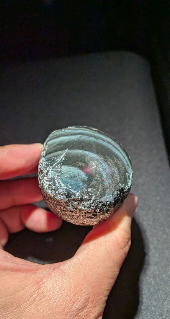 研磨品　十勝石玲瓏　複合色レインボーオブシディアン