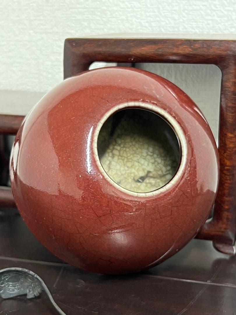 文房具　清康熙　 紅釉水盂/MT 2-66