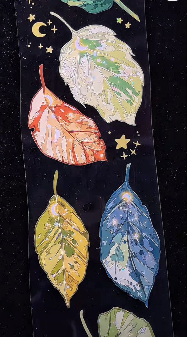 【9458】海外　マステ　3/5/巻　貝殻光マスキングテープ葉っぱ　植物　装飾系