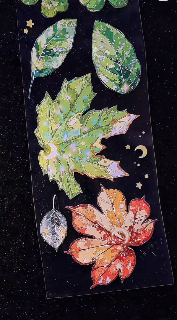 【9458】海外　マステ　3/5/巻　貝殻光マスキングテープ葉っぱ　植物　装飾系