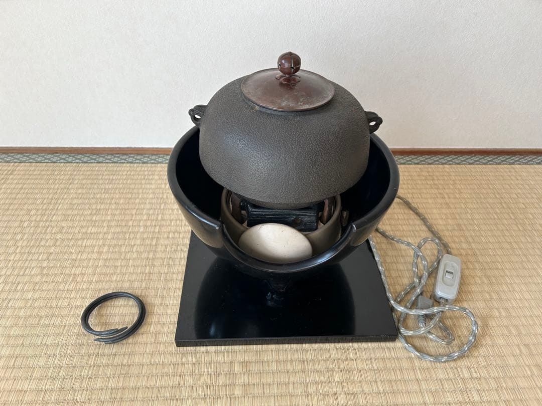 茶道　電気釜 黒色 鉄